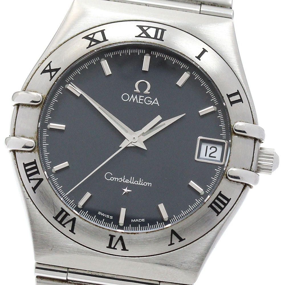 Omega Constellation 1512.40 quartz date stainless steel men's wristwatch: Omega Constellation 1512.40 quartz date stainless steel men's wristwatch This OMEGA Constellation Date Quartz men's wristwatch features a stainless steel case and band with a gray dial. The watch is p