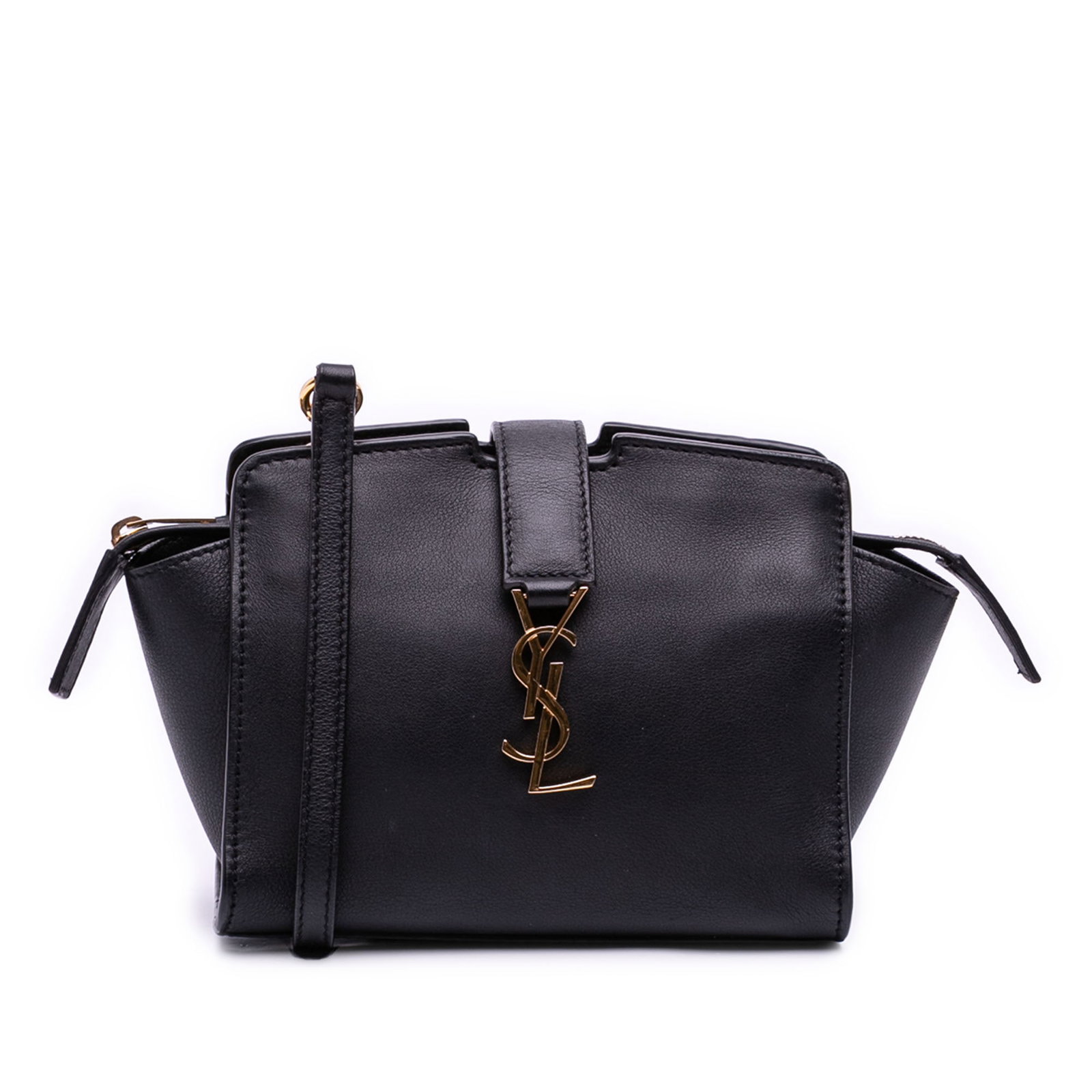 Saint Laurent Toy Monogram Cabas Black Leather Crossbody Bag: Saint Laurent Toy Monogram Cabas Black Leather Crossbody Bag This Saint Laurent Toy Leather Monogram Cabas crossbody bag is crafted from black leather and features an adjustable and detachable leather