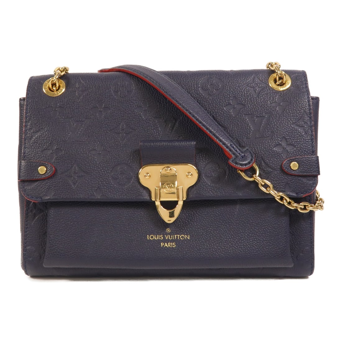 Louis Vuitton Vavin PM Navy Monogram Empreinte Calfskin Shoulder Bag GHW: Louis Vuitton Vavin PM Navy Monogram Empreinte Calfskin Shoulder Bag GHW This Louis Vuitton Vavin PM shoulder bag features the iconic Monogram Empreinte design in navy calfskin. Crafted in France, it 