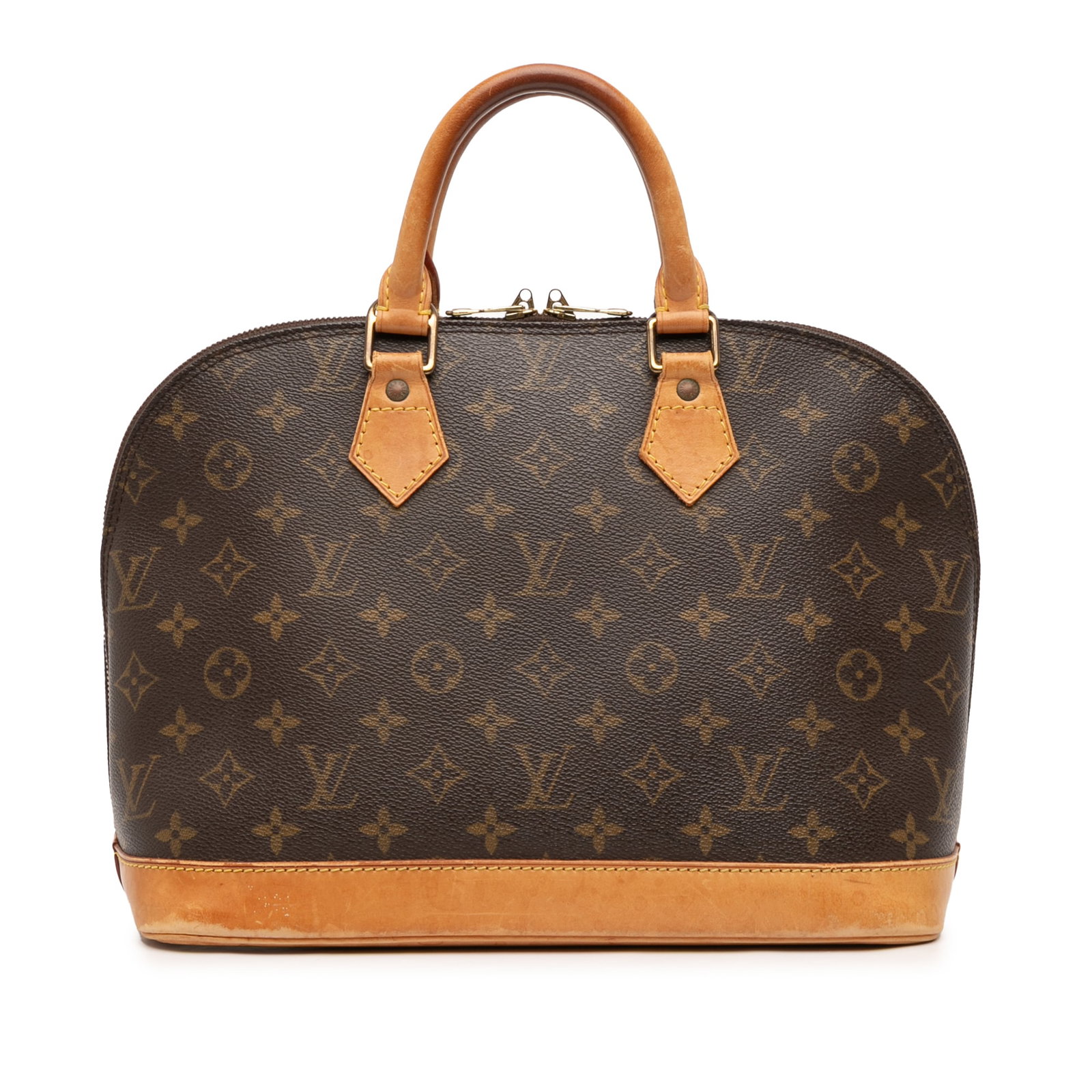 Monogram Canvas Alma PM Handbag with Vachetta Leather Trim: Monogram Canvas Alma PM Handbag with Vachetta Leather Trim The Louis Vuitton Monogram Alma PM is crafted from signature monogram canvas with vachetta leather trim and rolled vachetta leather handles. 