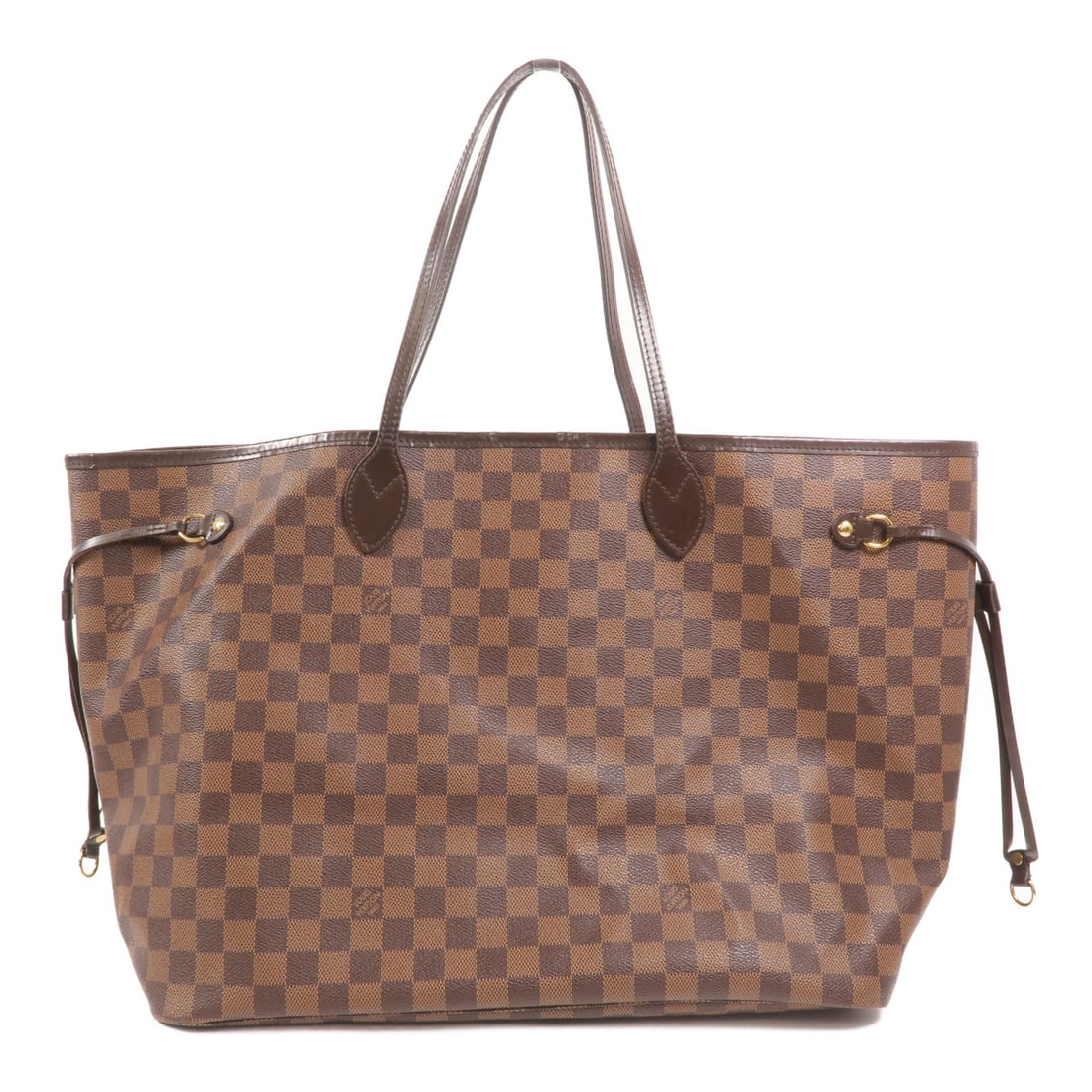 Louis Vuitton Neverfull GM Damier Brown Tote Bag GHW: Louis Vuitton Neverfull GM Damier Brown Tote Bag GHW This Louis Vuitton Neverfull GM shoulder bag features the iconic Damier brown pattern and gold-tone hardware. Crafted from durable PVC coated canva