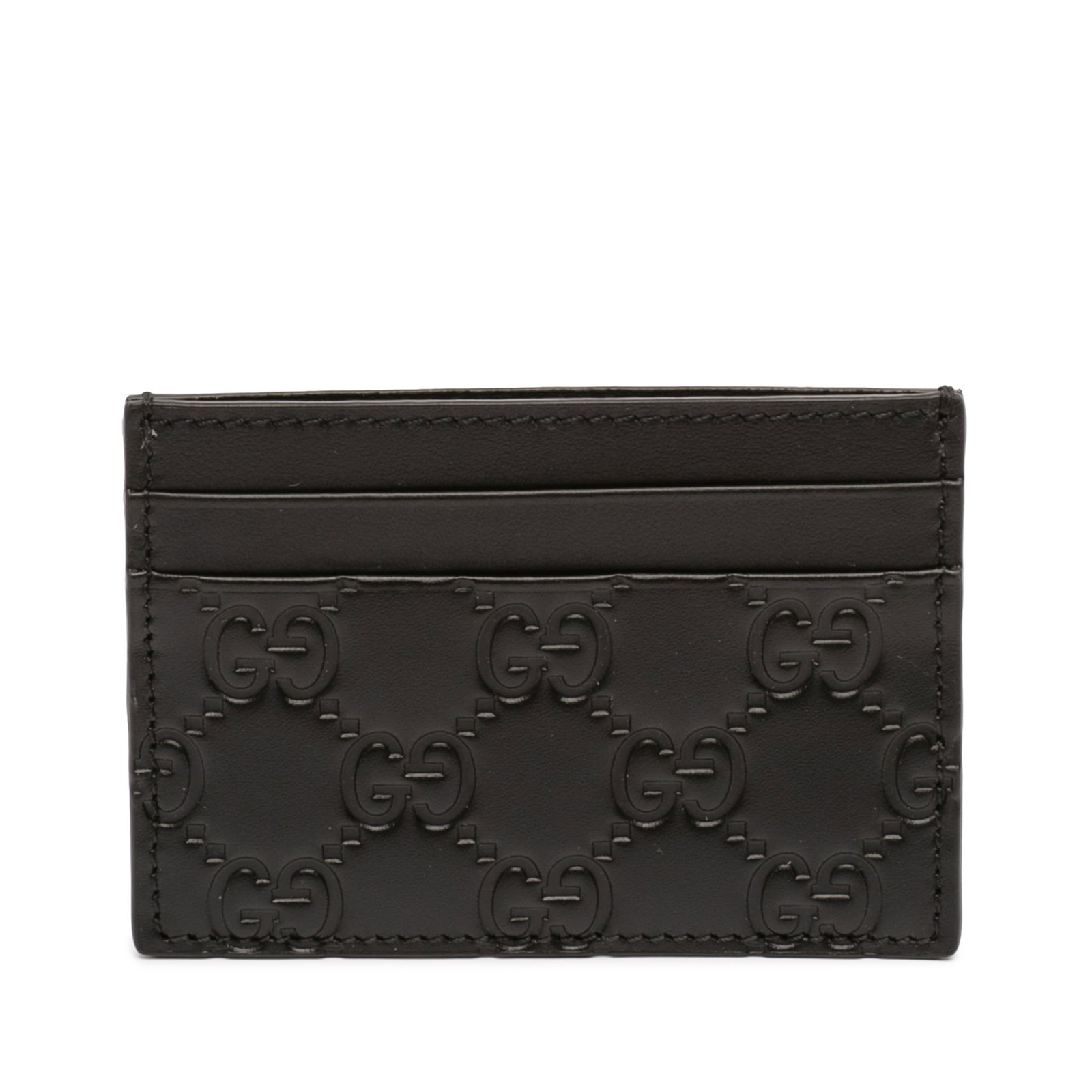 Gucci Guccissima Black Embossed Leather Card Slot Holder Italy: Gucci Guccissima Black Embossed Leather Card Slot Holder Italy This Guccissima card holder showcases an embossed leather exterior with multiple card slots. Crafted in Italy, it comes in a sleek black 