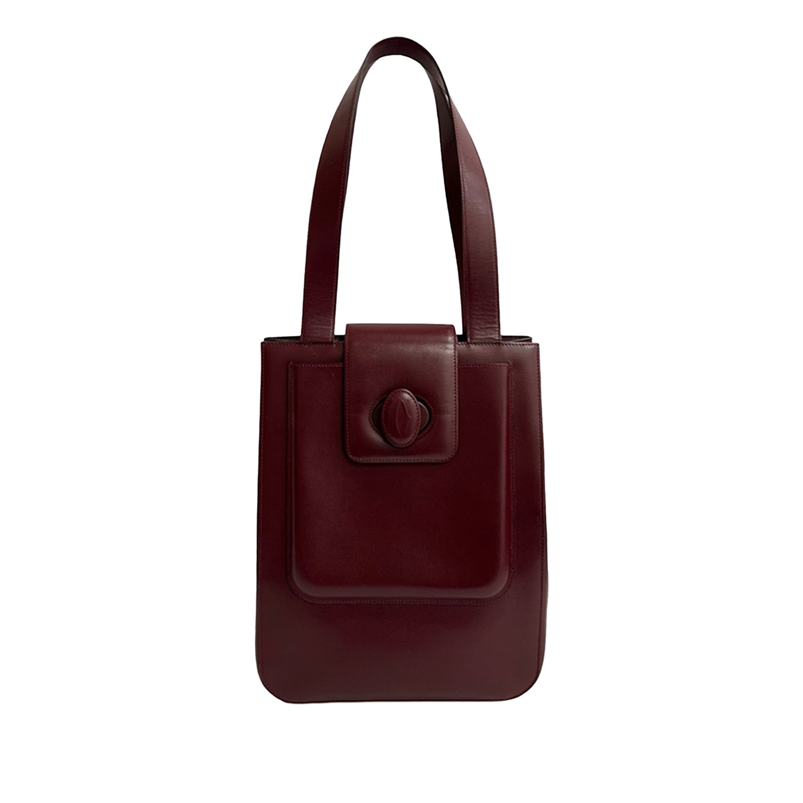 Cartier Must De Collection Red Leather Tote Bag with Turn Lock Closure (1 of 9)