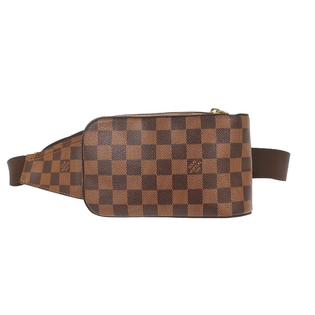 Louis Vuitton Damier Canvas Geronimos Belt Bag N51994 Vintage: Louis Vuitton Damier Canvas Geronimos Belt Bag N51994 Vintage This Louis Vuitton Geronimos belt bag features the signature Damier Ebene canvas leather with gold-tone hardware and a brown adjustable st