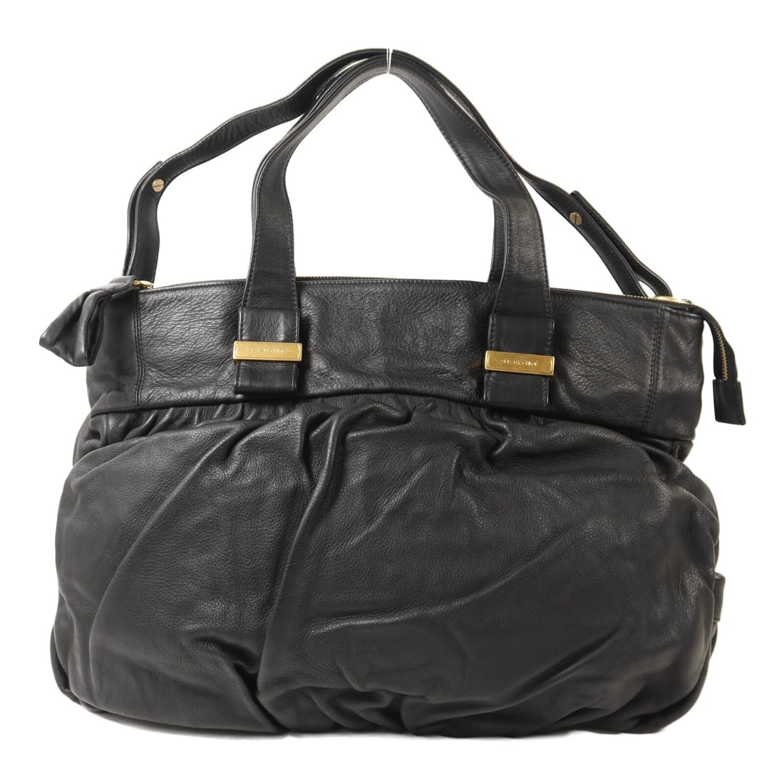 See by Chloe Black Calfskin Leather Two Way Women's Shoulder Bag with Gold Hardware: See by Chloe Black Calfskin Leather Two Way Women's Shoulder Bag with Gold Hardware This See by Chloe 2-way shoulder bag is crafted from black calfskin leather and features gold hardware. Designed for