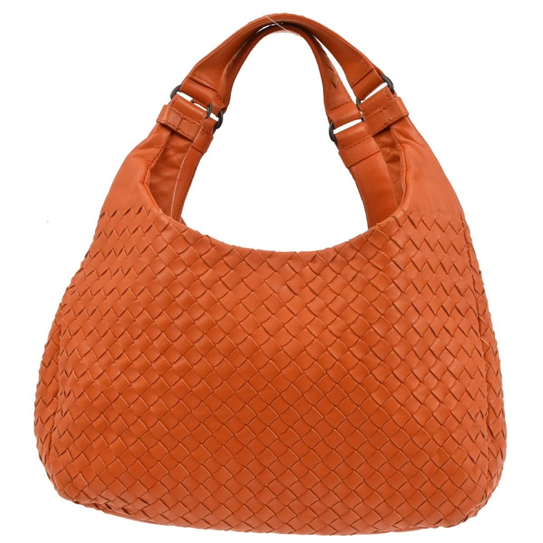 Orange Leather Bottega Veneta Campana Hobo Bag for Women: Orange Leather Bottega Veneta Campana Hobo Bag for Women The Bottega Veneta Campana Hobo Intrecciato Nappa is a women's handbag crafted from orange leather in Italy. It features the signature Intrecci