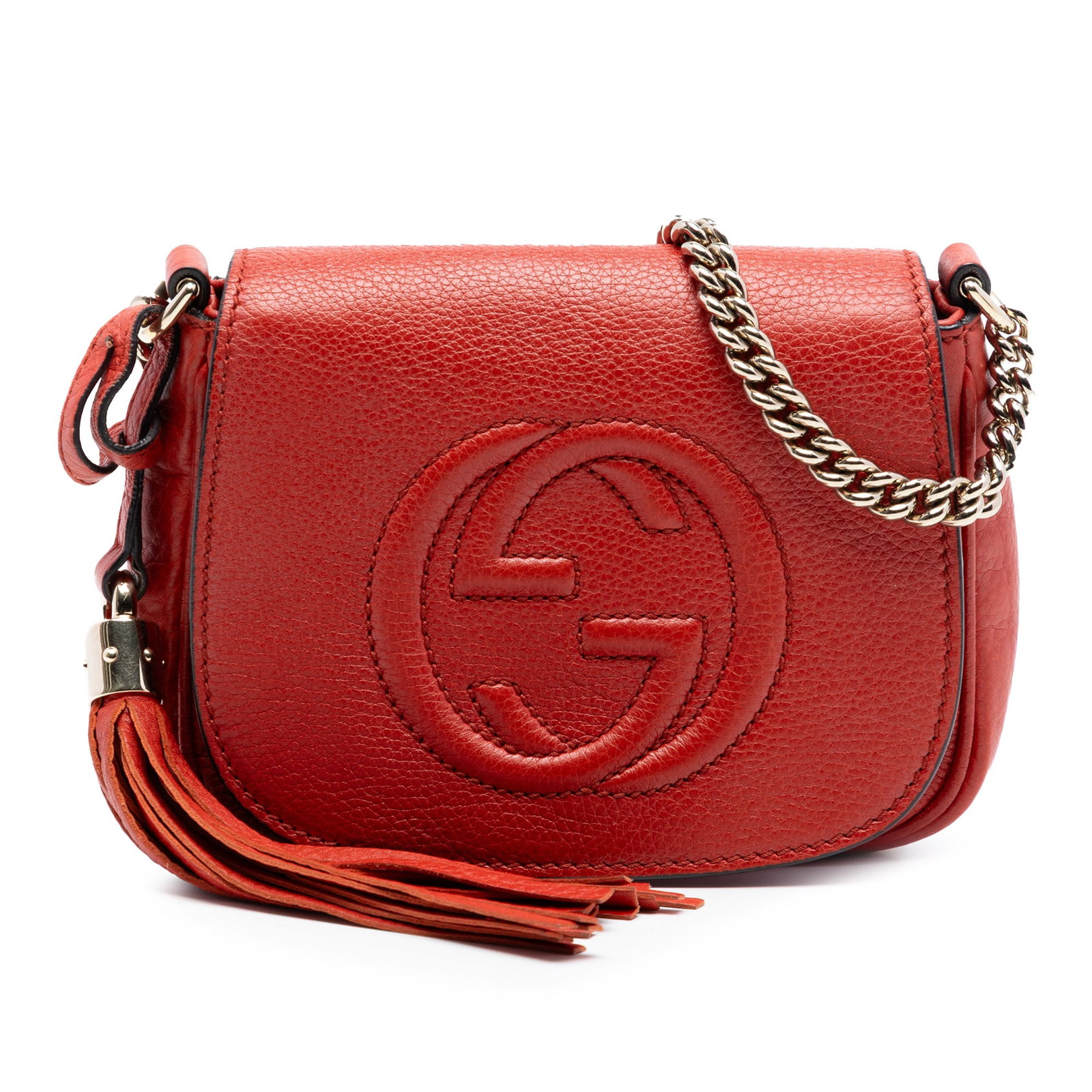 Gucci Soho Orange Leather Chain Strap Small Crossbody Bag (1 of 7)