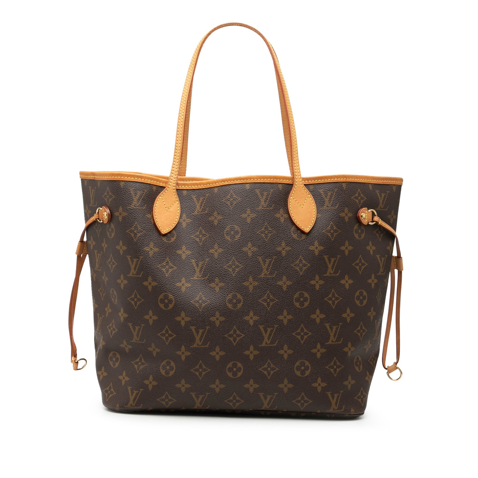 Louis Vuitton Neverfull MM Tote in Monogram Canvas with Vachetta Trim: Louis Vuitton Neverfull MM Tote in Monogram Canvas with Vachetta Trim The Louis Vuitton Monogram Neverfull MM features a monogram canvas body with vachetta leather trim and flat vachetta leather handl