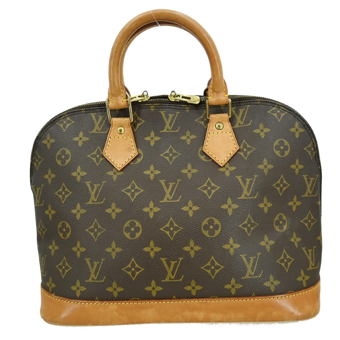 Louis Vuitton Alma Monogram Canvas Medium Size Brown Handbag M51130: Louis Vuitton Alma Monogram Canvas Medium Size Brown Handbag M51130 This Louis Vuitton Alma handbag features the iconic Monogram canvas design and is crafted in a medium size. The bag is styled with d