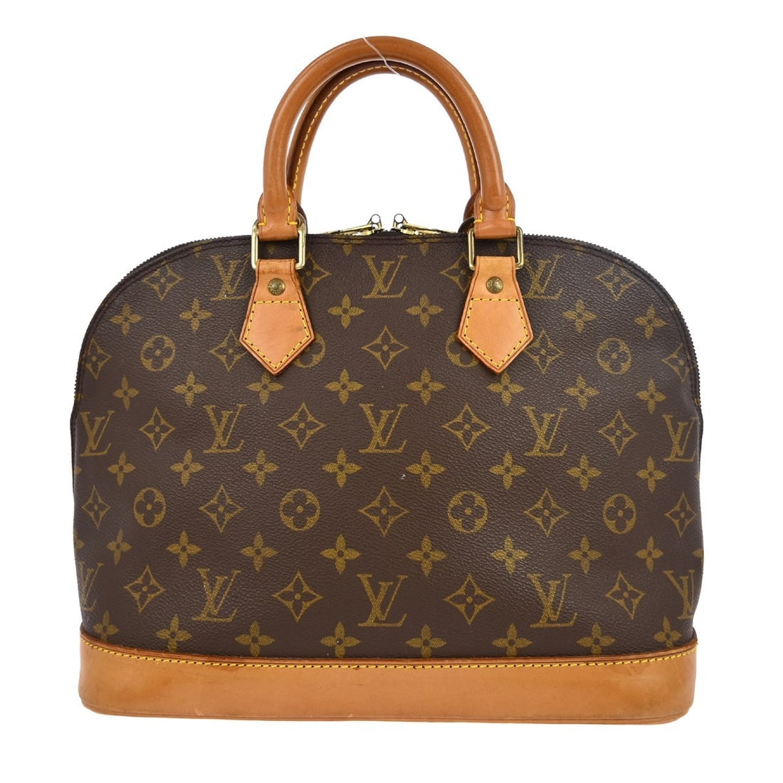 Louis Vuitton Alma Monogram Canvas Medium Handbag M51130 BA1905: Louis Vuitton Alma Monogram Canvas Medium Handbag M51130 BA1905 This Louis Vuitton Alma handbag features the iconic Monogram canvas exterior and double beige handles. Designed in a medium size, it inc