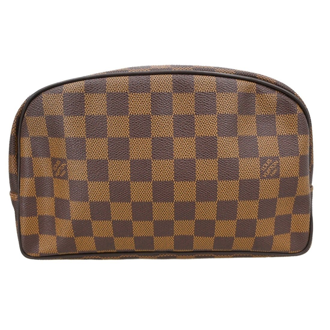 Louis Vuitton Damier Canvas Trousse Toilette 25 Cosmetic Pouch N47624: Louis Vuitton Damier Canvas Trousse Toilette 25 Cosmetic Pouch N47624 This Louis Vuitton Damier Trousse Toilette 25 pouch features the iconic Damier canvas in brown, complemented by gold-plated hardwa