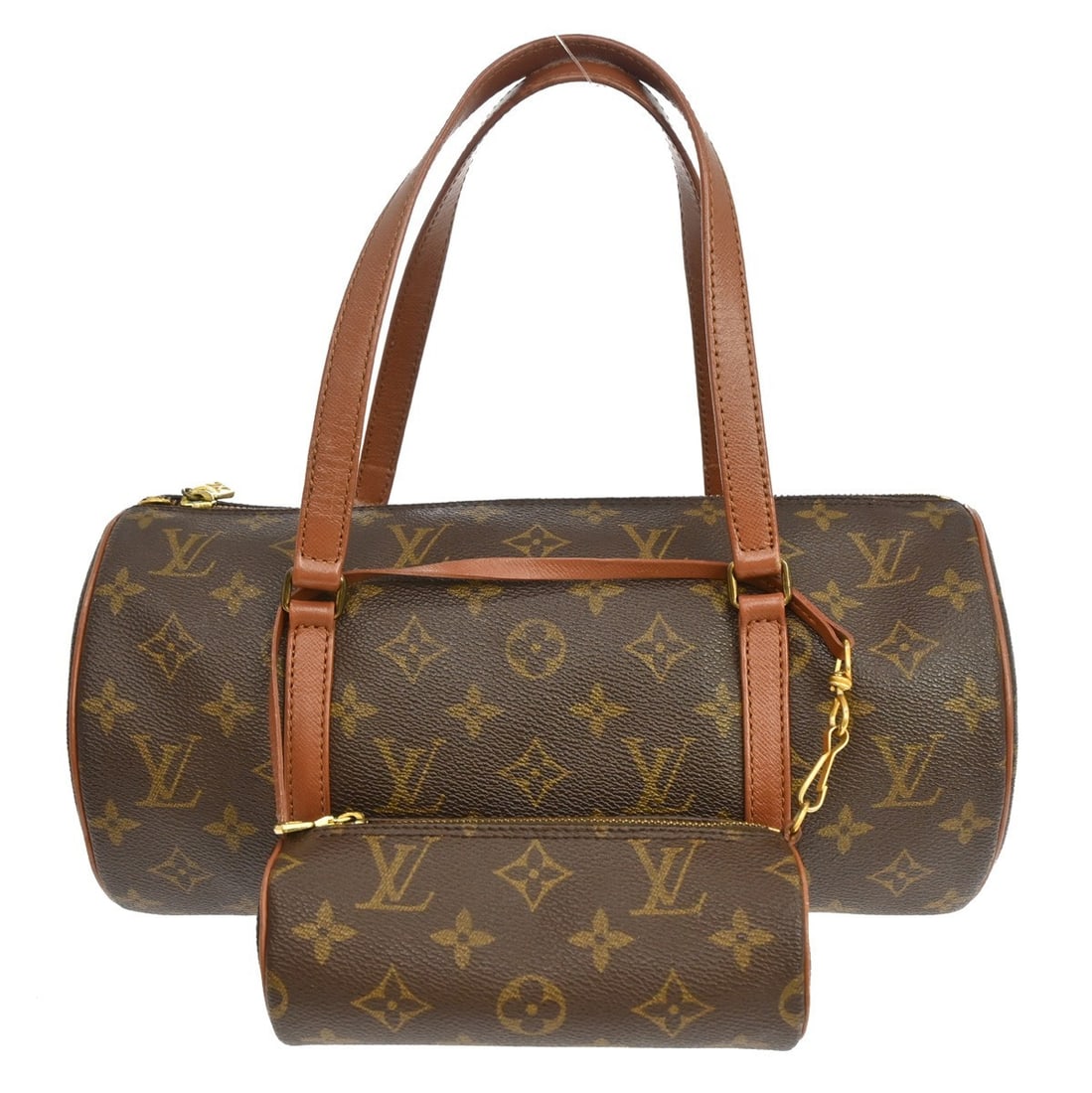 Louis Vuitton Monogram Canvas Papillon Shoulder Bag Brown France: Louis Vuitton Monogram Canvas Papillon Shoulder Bag Brown France The Louis Vuitton Papillon Handbag features the iconic monogram canvas design in brown, crafted for women. The exterior shows scuffs, s