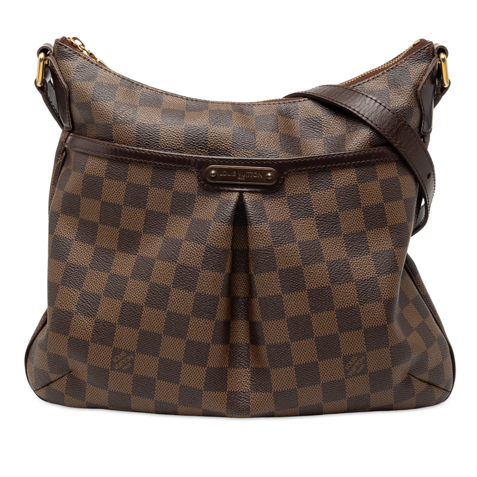 Louis Vuitton Bloomsbury PM Shoulder Bag in Damier Ebene Canvas: Louis Vuitton Bloomsbury PM Shoulder Bag in Damier Ebene Canvas The Louis Vuitton Damier Ebene Bloomsbury PM features a brown Damier Ebene canvas body with leather trim, a flat leather strap, top zip 