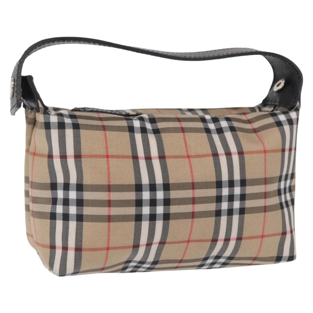 Beige Nylon Nova Check Handbag by Burberry Italy: Beige Nylon Nova Check Handbag by Burberry Italy This Burberry Nova Check handbag features a classic beige nylon exterior with the iconic check pattern. Made in Italy, the bag has a compact design and