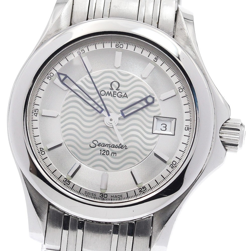 Omega Seamaster 120 Quartz Ladies Date Watch 2571.31: Omega Seamaster 120 Quartz Ladies Date Watch 2571.31 This Omega Seamaster 120 Date Quartz ladies wristwatch features a stainless steel case and bracelet with a silver dial. The watch is powered by a q