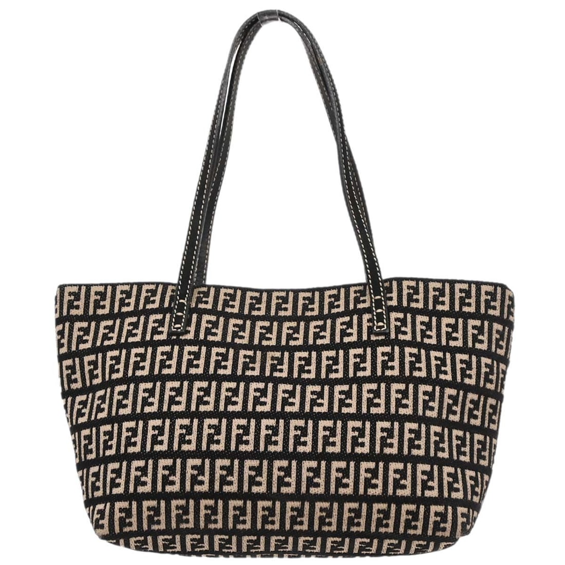 Fendi Zucchino Black Canvas Medium Tote Bag Double Handles: Fendi Zucchino Black Canvas Medium Tote Bag Double Handles This Fendi Black Zucchino tote handbag features the iconic Fendi Zucchino pattern on canvas with double handles. Designed in a medium size, i