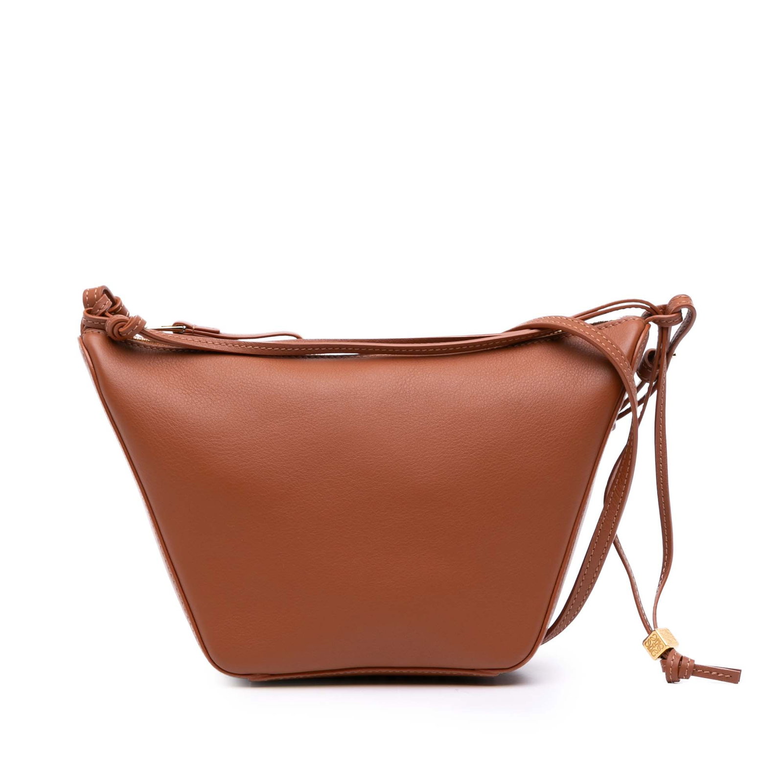 LOEWE Mini Leather Hammock Hobo Brown Satchel Bag: LOEWE Mini Leather Hammock Hobo Brown Satchel Bag Discover the exquisite LOEWE Mini Leather Hammock Hobo, a chic and practical satchel designed for the modern woman. Crafted from high-quality leather,