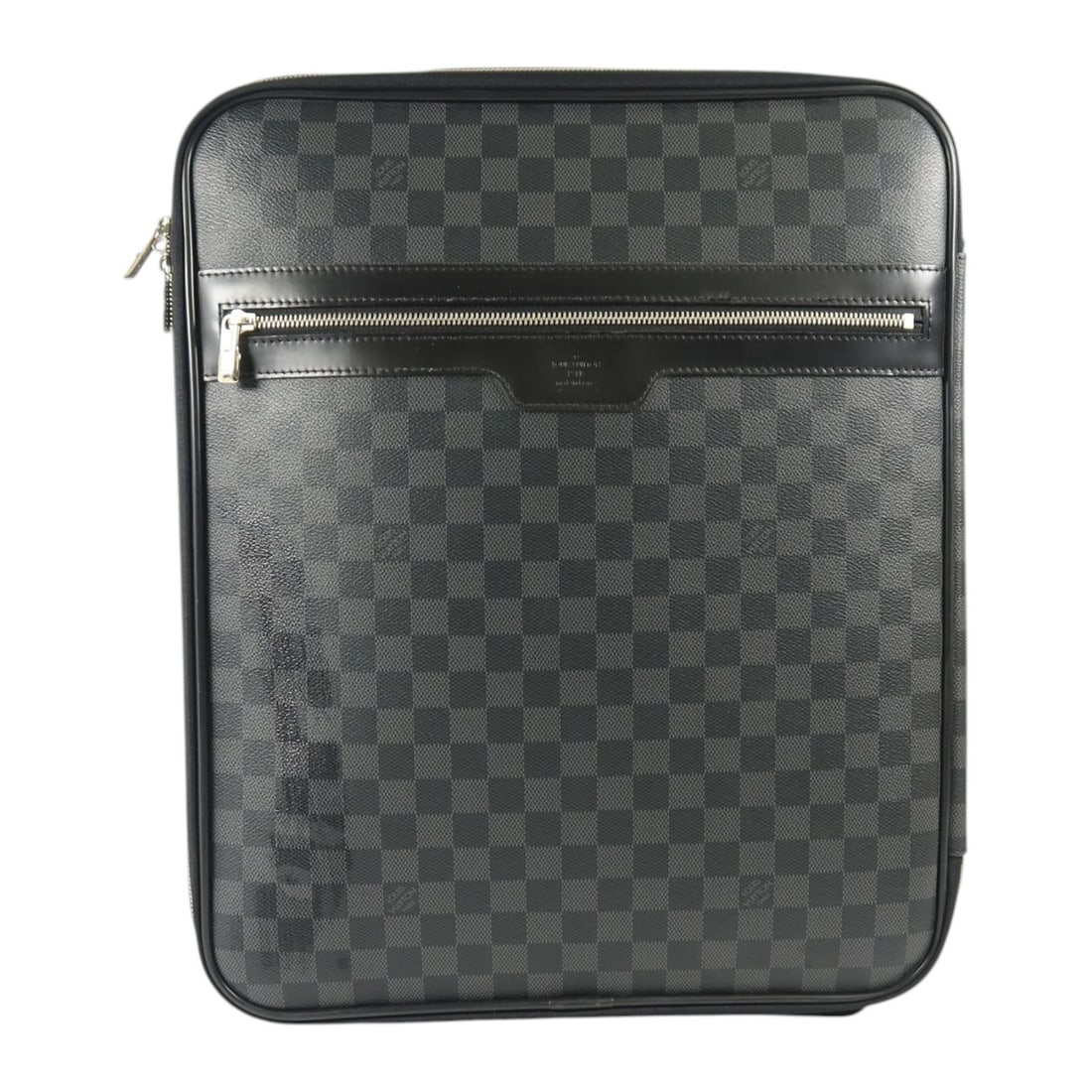 Louis Vuitton Pegase 45 Damier Graphite Rolling Suitcase: Louis Vuitton Pegase 45 Damier Graphite Rolling Suitcase This Louis Vuitton Pegase 45 suitcase features the iconic Damier Graphite pattern in black and grey, crafted from durable PVC coated canvas. De