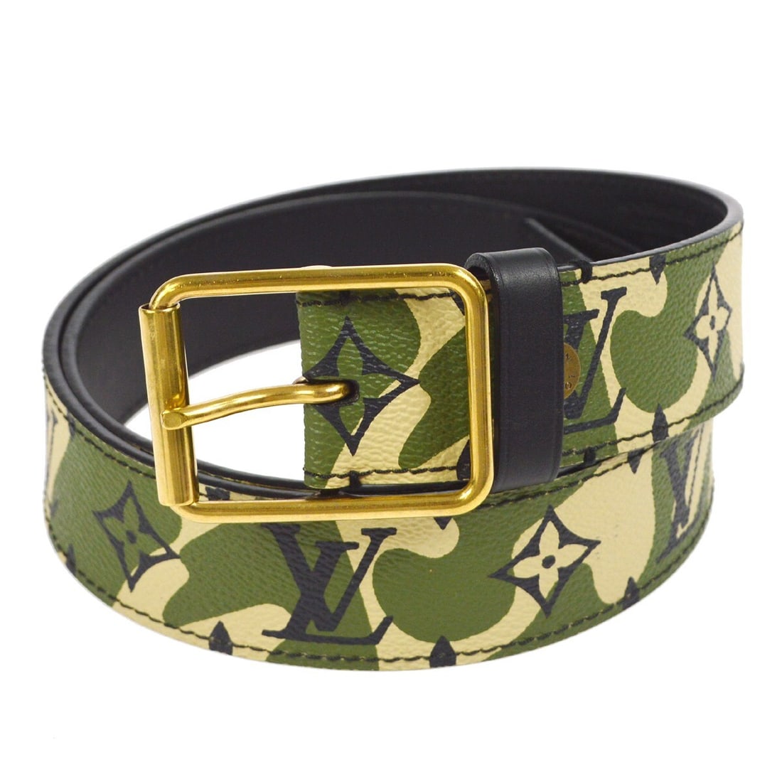 Louis Vuitton Monogramouflage Canvas Leather Adjustable Waist Belt Size 90 (1 of 7)