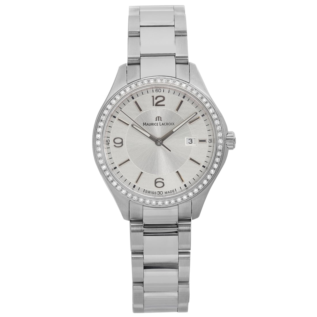 Maurice Lacroix Miros Quartz Watch Steel Diamond Bezel Silver Dial MI1014-SD502130: Maurice Lacroix Miros Quartz Watch Steel Diamond Bezel Silver Dial MI1014-SD502130 Experience luxury with the Maurice Lacroix Miros Quartz Watch, a stunning wristwatch that combines elegance and funct