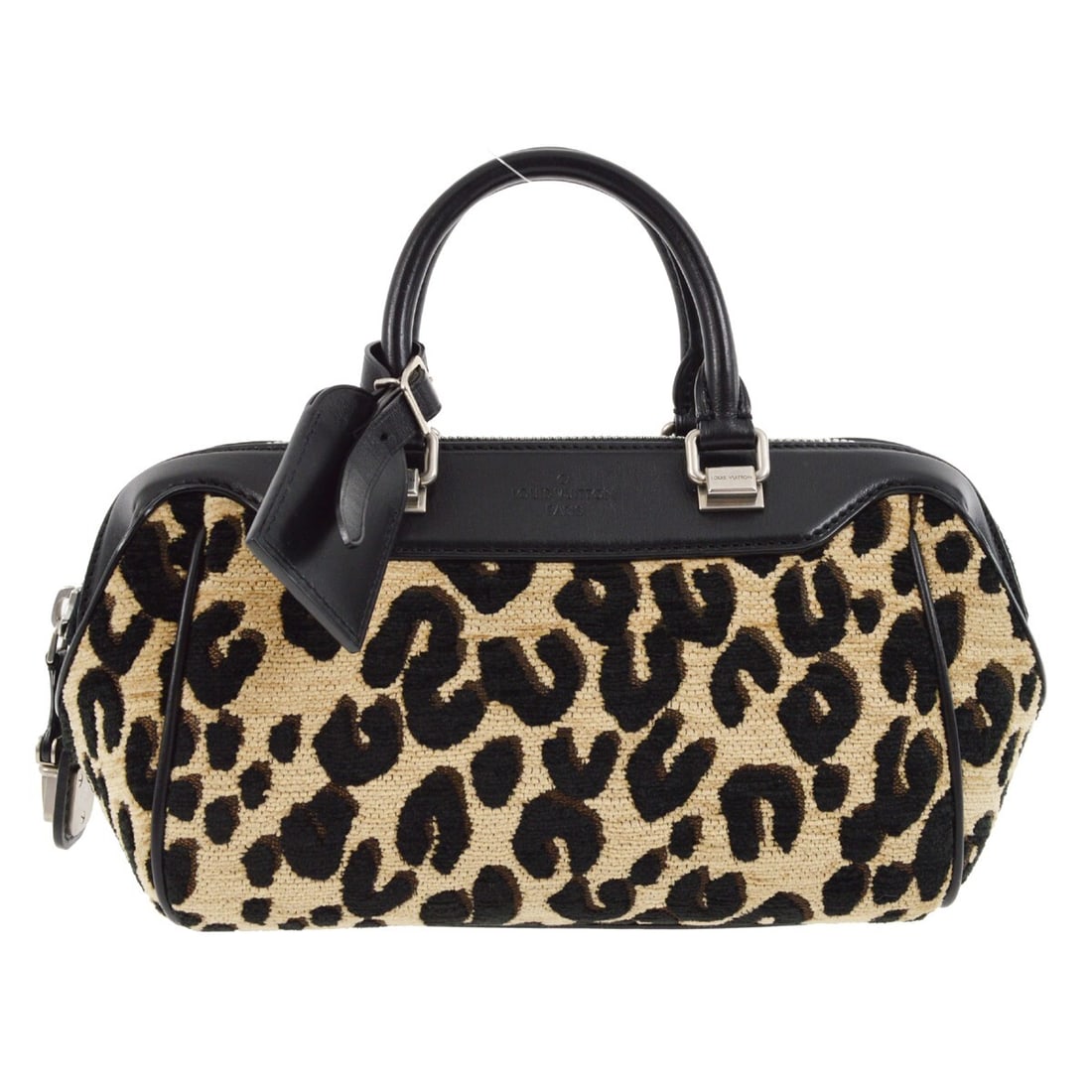 Louis Vuitton Leopard Baby Handbag M94257 Jacquard Canvas Black Brown: Louis Vuitton Leopard Baby Handbag M94257 Jacquard Canvas Black Brown The Louis Vuitton Leopard Baby Handbag M94257 is a stylish accessory perfect for casual occasions. This medium-sized handbag featu
