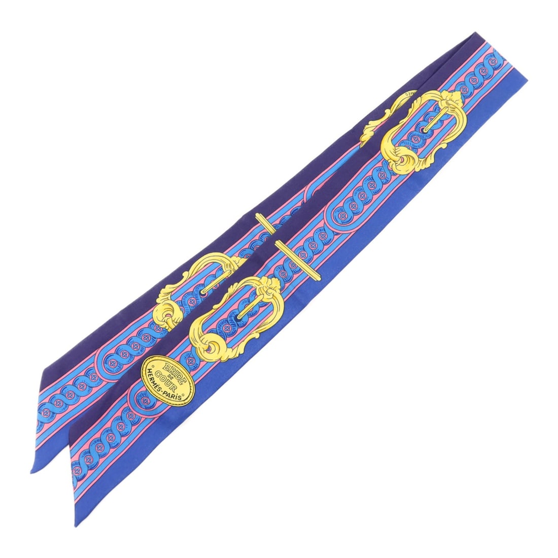 Hermes Silk Twilly Blue Multicolor Scarf Accessory France: Hermes Silk Twilly Blue Multicolor Scarf Accessory France Hermes Twilly scarf crafted from silk in a multicolor palette featuring blue, pink, and yellow tones. This stylish accessory is designed for r