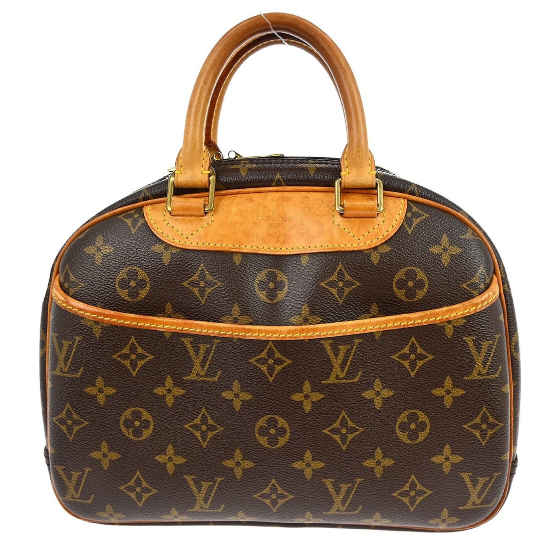 Louis Vuitton Monogram Trouville Medium Brown Canvas Leather Handbag: Louis Vuitton Monogram Trouville Medium Brown Canvas Leather Handbag This Louis Vuitton Trouville handbag features the iconic monogram canvas leather exterior with logo accents and double brown handle