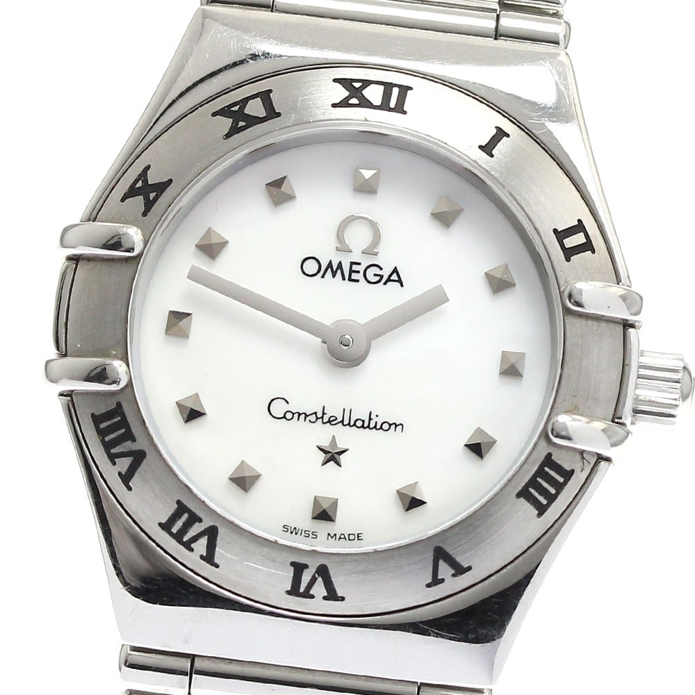 Omega Constellation Mini My Choice 1561.71 Quartz Ladies Watch: Omega Constellation Mini My Choice 1561.71 Quartz Ladies Watch This Omega Constellation Mini My Choice women's quartz wristwatch features a stainless steel case and bracelet with a white shell dial. T