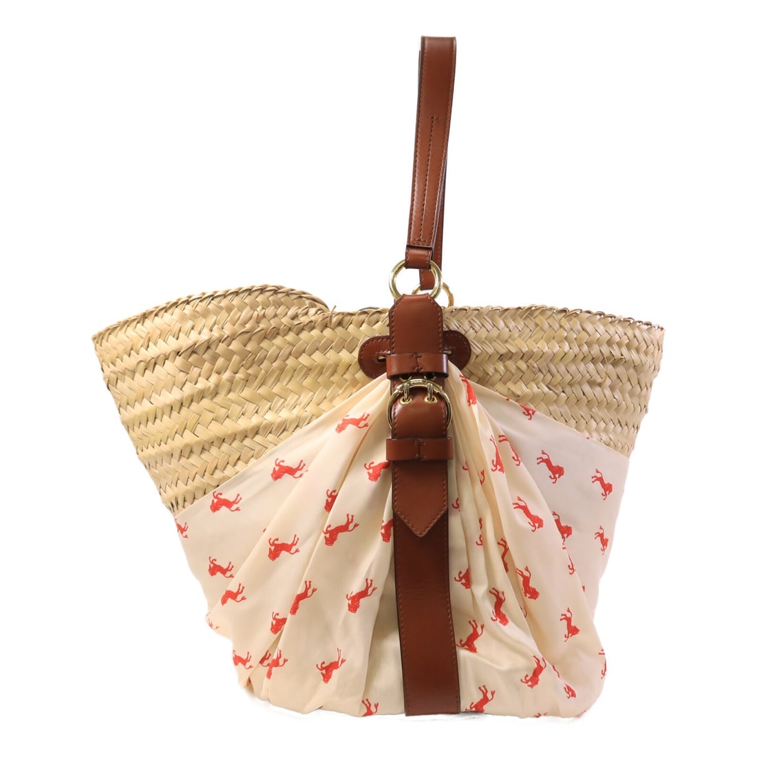 Chloe Panier Tote Bag Leather Raffia Brown Yellow GHW: Chloe Panier Tote Bag Leather Raffia Brown Yellow GHW This Chloe tote bag features a stylish combination of brown leather and raffia, accented with yellow details. Designed for women, the bag offers a