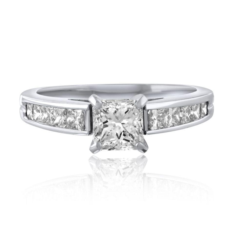 Princess Cut 0.73ct Diamond Engagement Ring 14K White Gold Size 10 GIA (1 of 7)