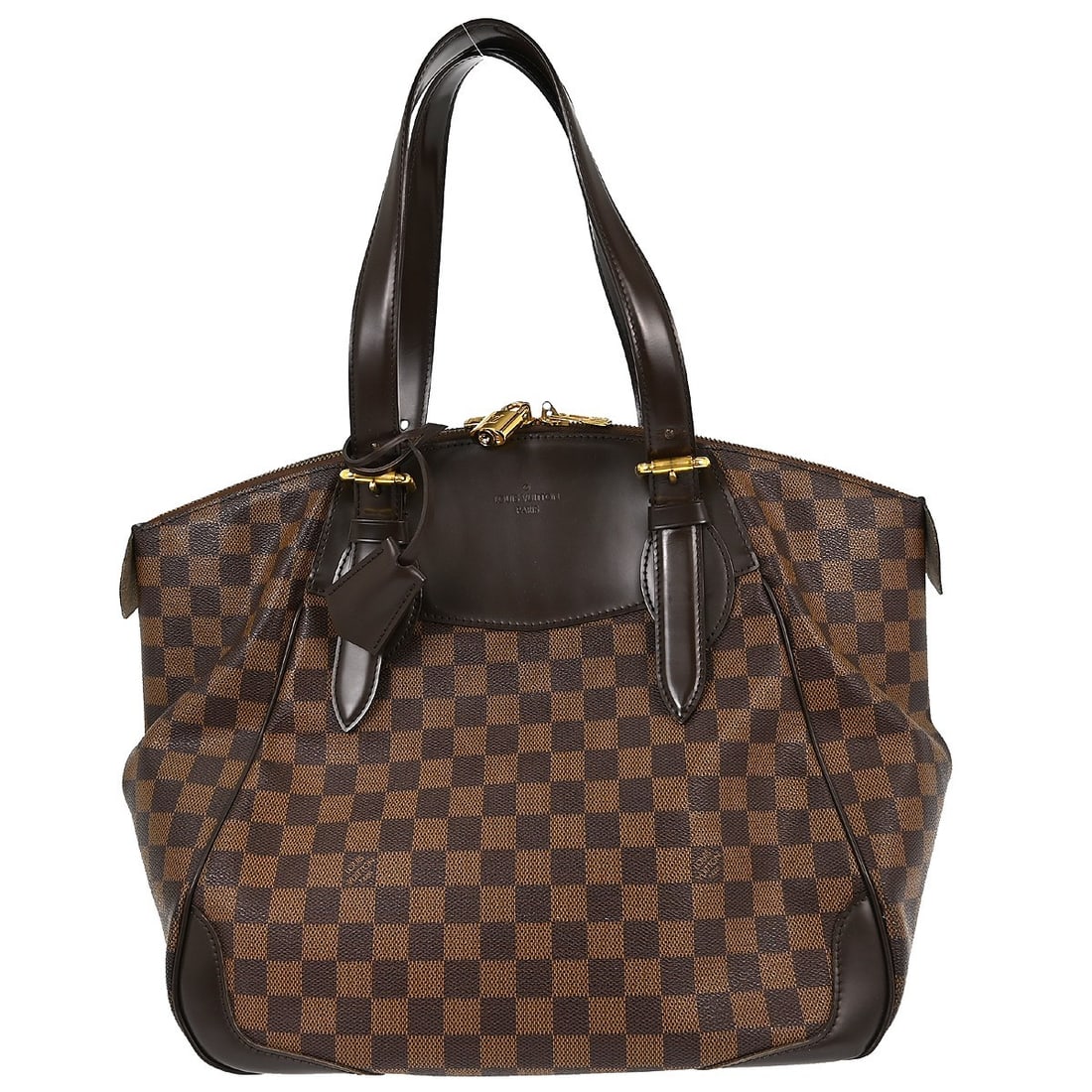Louis Vuitton Verona GM Damier Canvas Brown Medium Tote Bag N41119: Louis Vuitton Verona GM Damier Canvas Brown Medium Tote Bag N41119 This Louis Vuitton Verona GM handbag features the signature Damier check pattern and is crafted from Damier canvas leather with brown