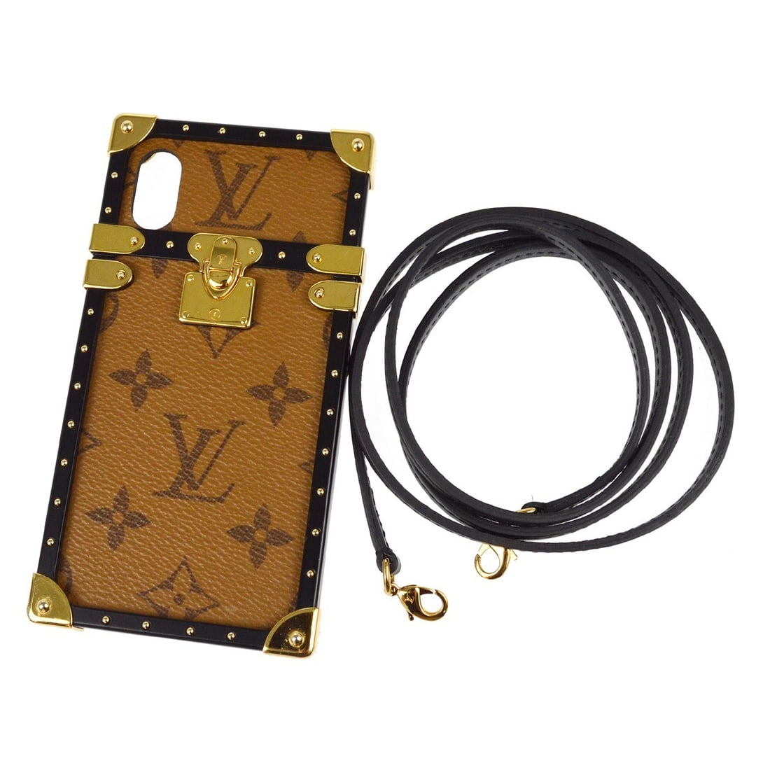 Louis Vuitton Monogram Reverse Eye Trunk iPhone X Case Leather Brown M62619: Louis Vuitton Monogram Reverse Eye Trunk iPhone X Case Leather Brown M62619 Protect your iPhone X in style with this Louis Vuitton Monogram Reverse Eye Trunk Back Case. Crafted from high-quality leath