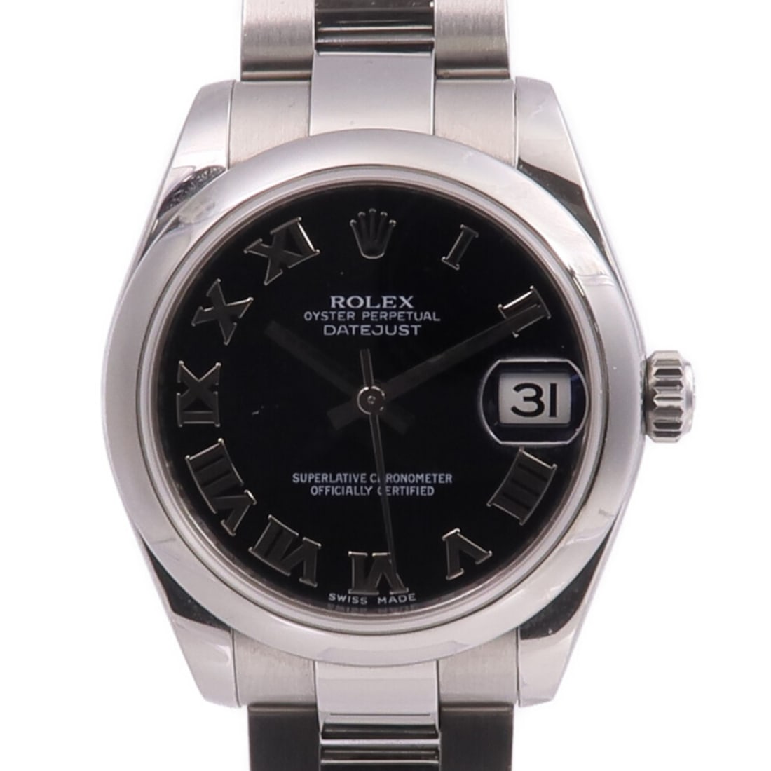 Rolex Datejust Black Dial Stainless Steel Automatic Boys Wristwatch: Rolex Datejust Black Dial Stainless Steel Automatic Boys Wristwatch This ROLEX Datejust 178240 is a stainless steel automatic wristwatch featuring a black dial and matching black frame. Designed for b
