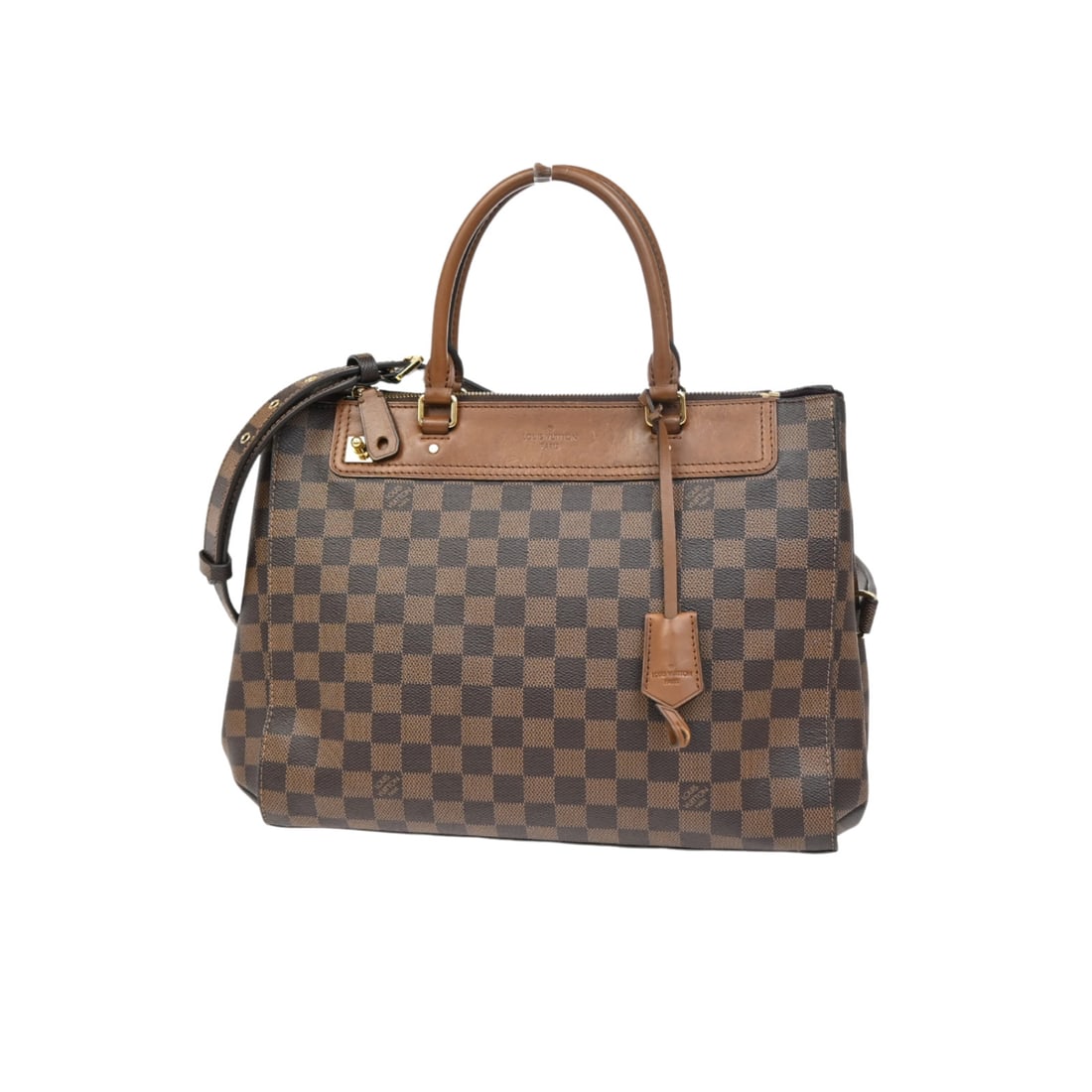Louis Vuitton Damier Greenwich Leather Brown Women's Handbag 32cm (1 of 18)