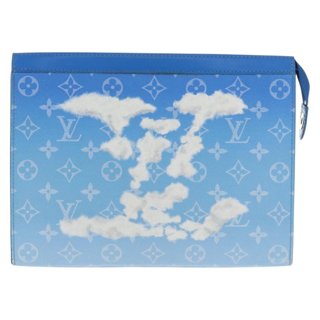 Limited Edition Louis Vuitton Blue Monogram Clouds PVC Pochette Voyage: Limited Edition Louis Vuitton Blue Monogram Clouds PVC Pochette Voyage Louis Vuitton Pochette Voyage in limited edition Monogram Clouds design, crafted from blue PVC. This unisex pouch features a comp