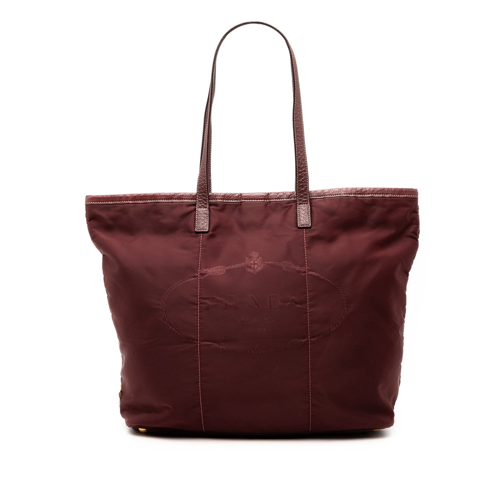Prada Tessuto Canapa Logo Tote Red Nylon Bag with Leather Trim (1 of 6)