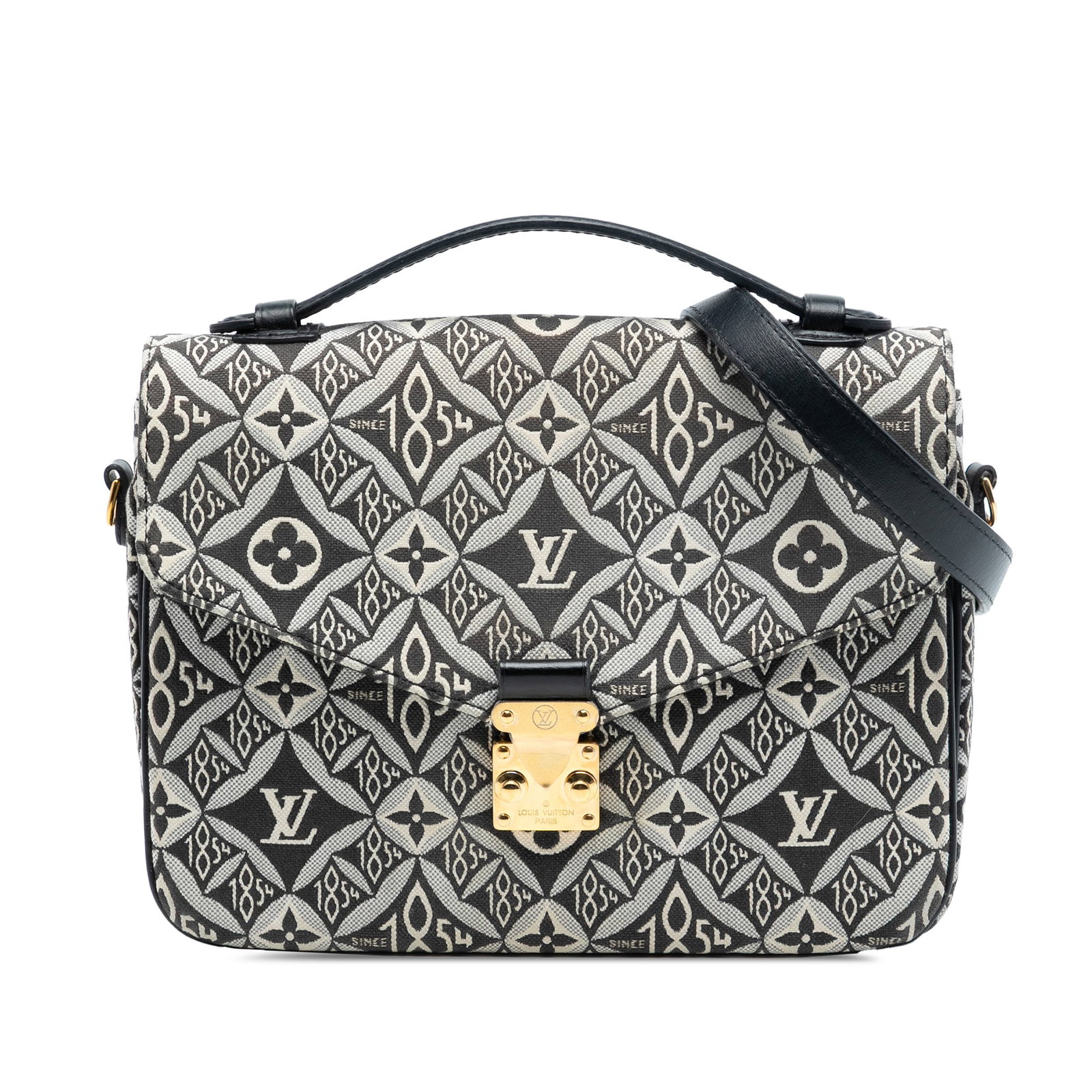 Louis Vuitton Pochette Metis Monogram Jacquard Since 1854 Shoulder Bag: Louis Vuitton Pochette Metis Monogram Jacquard Since 1854 Shoulder Bag The Louis Vuitton Monogram Jacquard Since 1854 Pochette Metis features a fabric body with a monogram jacquard design, a flat leat