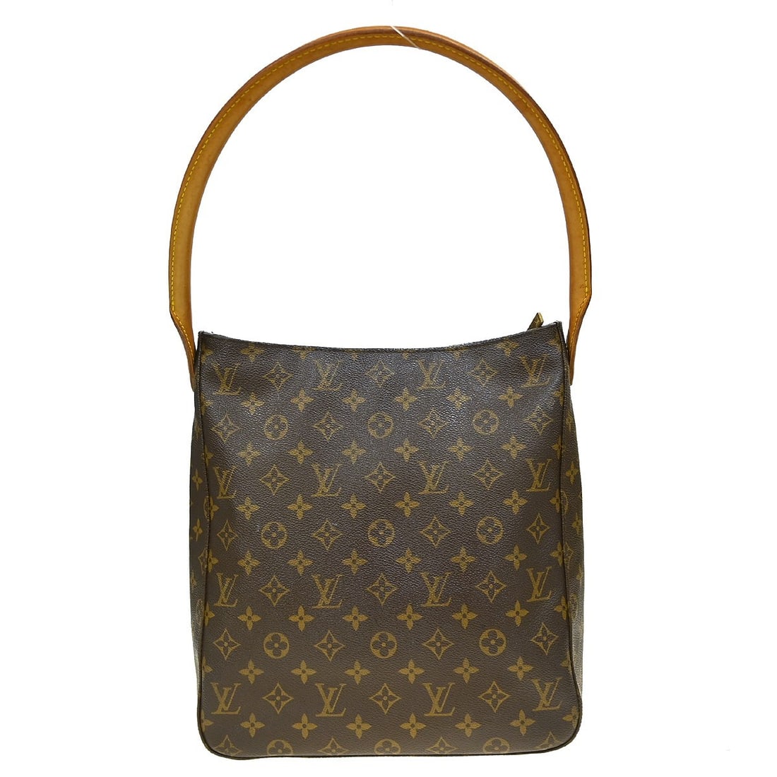 Louis Vuitton Looping GM Monogram Brown Leather Shoulder Bag M51145: Louis Vuitton Looping GM Monogram Brown Leather Shoulder Bag M51145 This Louis Vuitton Looping GM shoulder bag features the iconic monogram pattern on brown leather with beige leather handles and trim