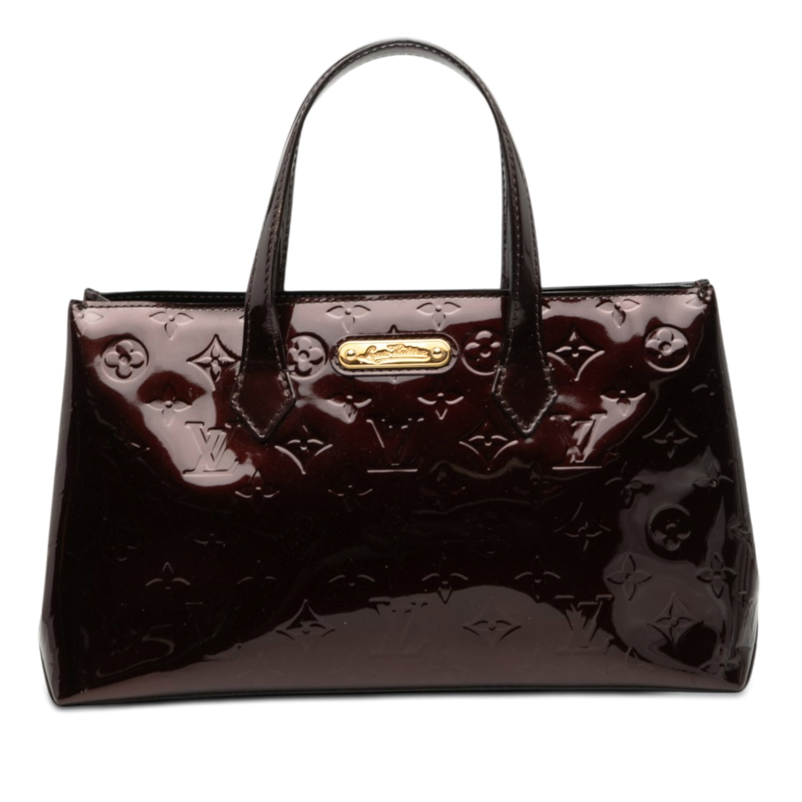 Louis Vuitton Wilshire PM Purple Monogram Vernis Leather Tote Bag: Louis Vuitton Wilshire PM Purple Monogram Vernis Leather Tote Bag The Louis Vuitton Monogram Vernis Wilshire PM features a monogram vernis leather body in purple, flat leather handles, an open top wit