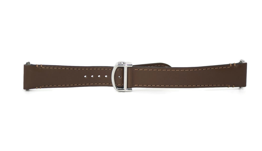 Cartier Authentic Brown Leather Wristwatch Band 18.5mm: Cartier Authentic Brown Leather Wristwatch Band 18.5mm This Cartier brown leather strap is designed for wristwatches and features a width of 18.5mm. Crafted from high-quality leather, this strap is bo