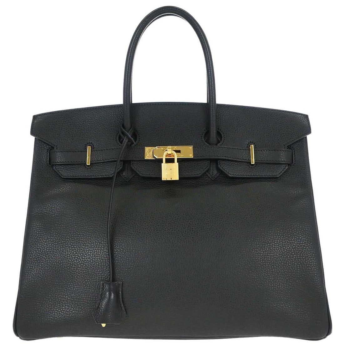 Hermes Birkin 35 Black Leather Top Handle Satchel: Hermes Birkin 35 Black Leather Top Handle Satchel This Hermes Birkin 35 handbag is crafted from black Vache Liegee leather and features a classic satchel/top handle design with double handles. The bag
