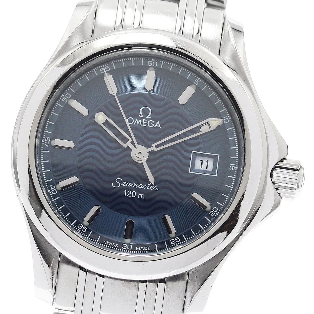 Omega Seamaster 120 Quartz Ladies Date Watch 2571.81: Omega Seamaster 120 Quartz Ladies Date Watch 2571.81 This OMEGA Seamaster 120 Date Quartz ladies wristwatch features a stainless steel case and band with a navy dial. The watch is powered by a quartz 