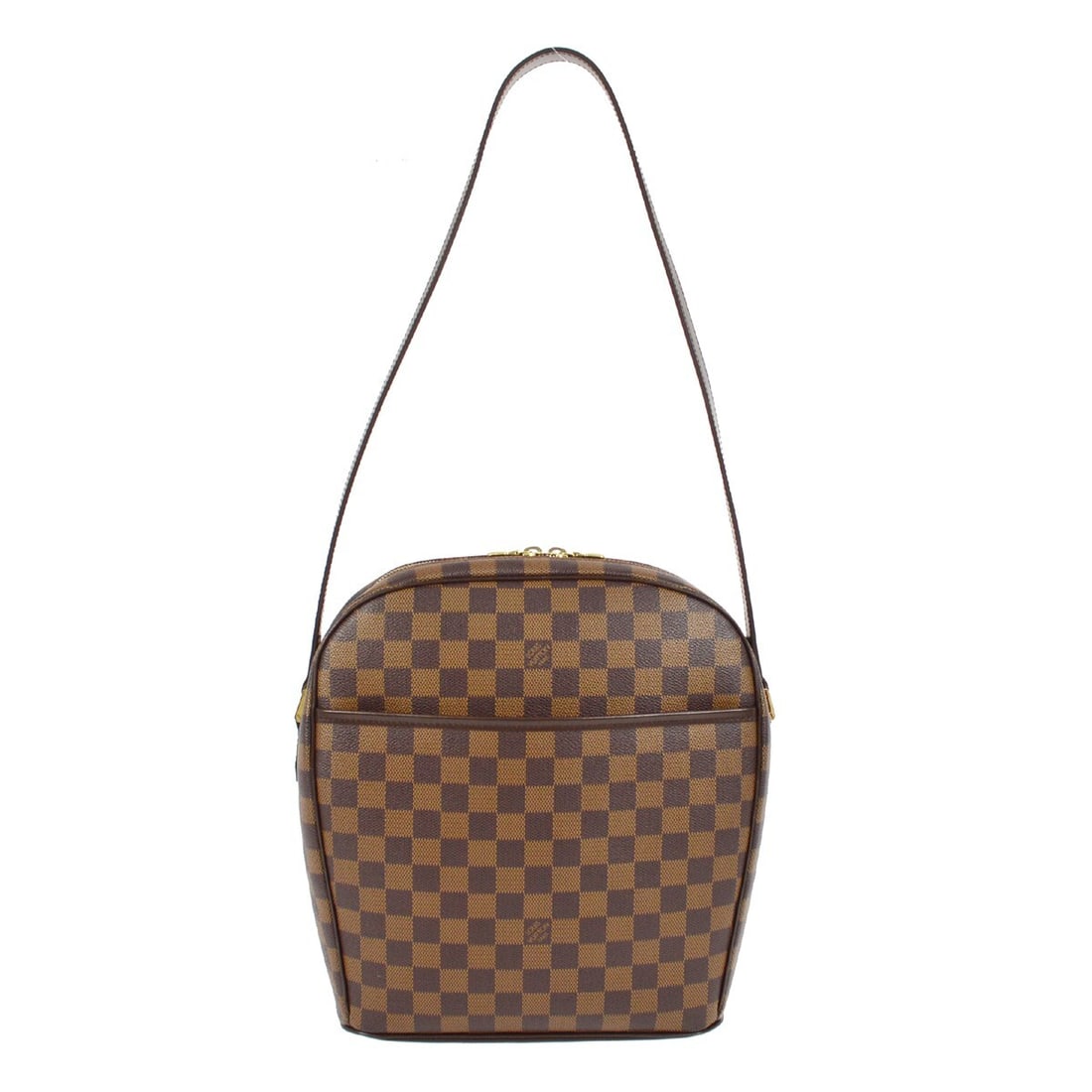 Damier Ipanema GM Medium Brown Shoulder Bag by Louis Vuitton: Damier Ipanema GM Medium Brown Shoulder Bag by Louis Vuitton This Louis Vuitton Damier Ipanema GM shoulder bag features a brown Damier canvas leather exterior with a zip closure and a medium-sized sil