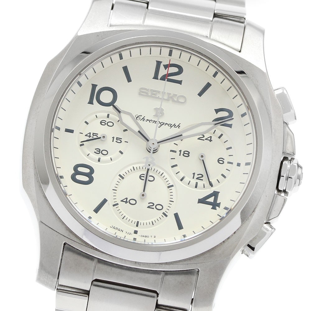 SEIKO Brightz Titanium Quartz Chronograph Men's Wristwatch: SEIKO Brightz Titanium Quartz Chronograph Men's Wristwatch This SEIKO Brightz SAGJ003/7J21-0AA0 men's chronograph wristwatch features a titanium case and bracelet with a silver dial. The quartz moveme