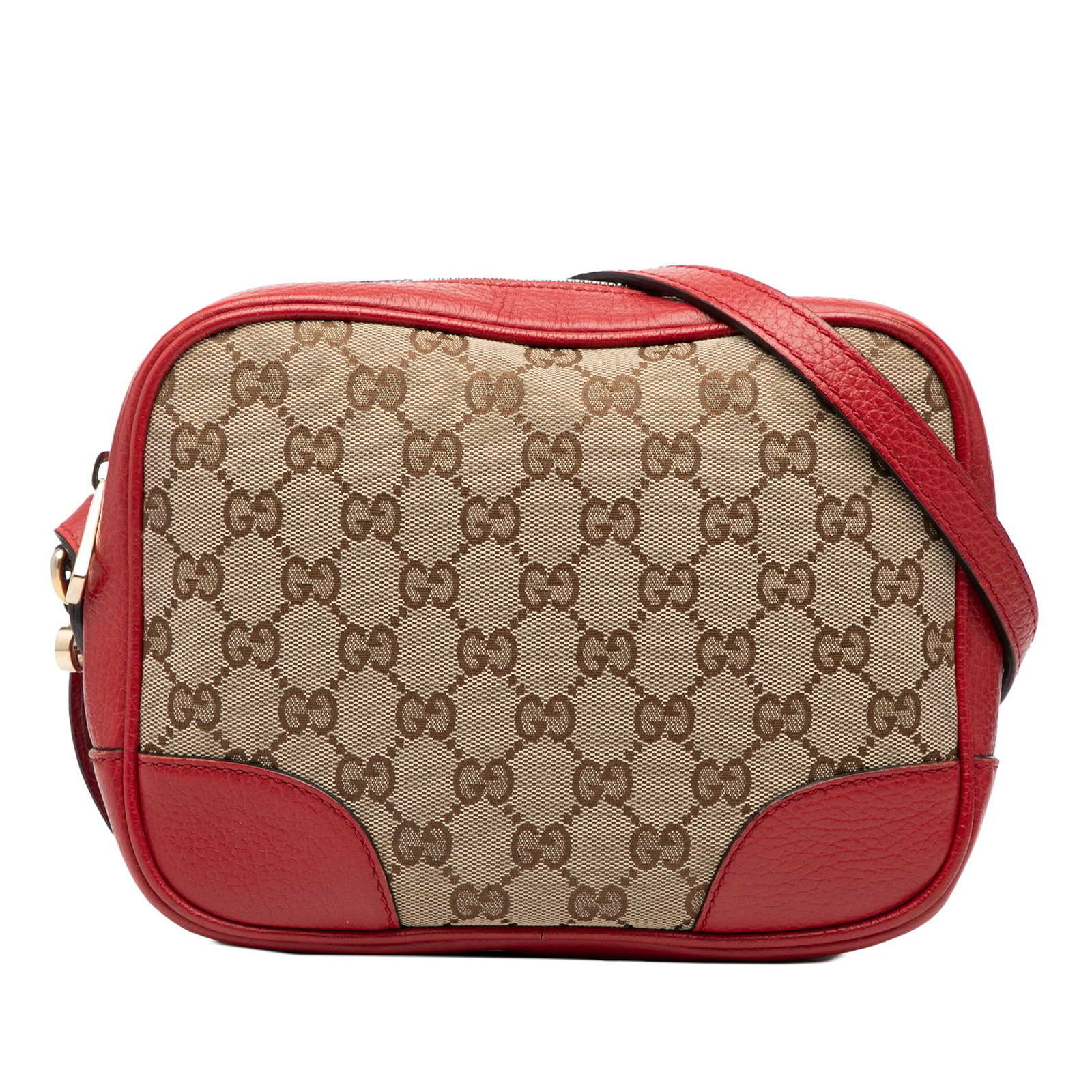 GG Canvas Bree Brown Crossbody Bag with Leather Trim by Gucci: GG Canvas Bree Brown Crossbody Bag with Leather Trim by Gucci This Gucci GG Canvas Bree Crossbody bag features a brown canvas body with leather trim, a flat leather strap, a top zip closure, and inter