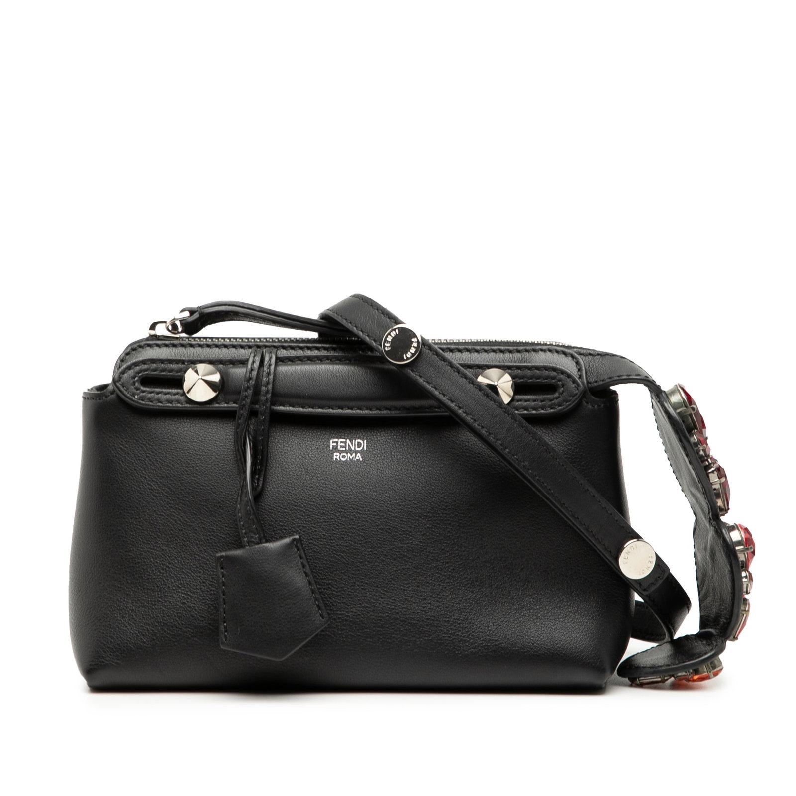 By The Way Mini Black Leather Satchel with Detachable Strap: By The Way Mini Black Leather Satchel with Detachable Strap This Fendi Mini By The Way satchel features a black leather body with flat leather top handles, a detachable flat leather strap, and a secur