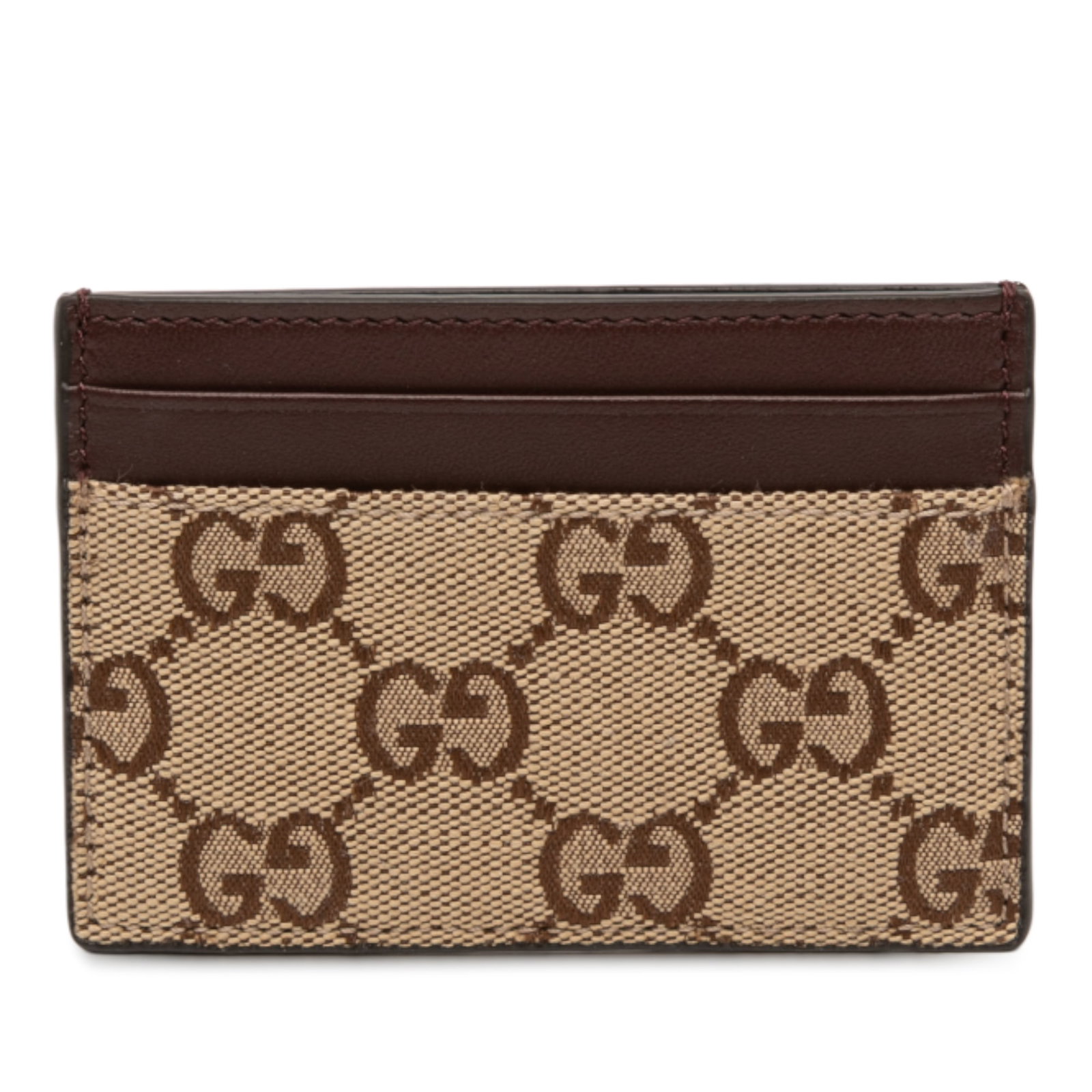 Gucci GG Canvas Beige Leather Trim Card Wallet: Gucci GG Canvas Beige Leather Trim Card Wallet This Gucci GG Canvas Card Holder features a beige canvas body with leather trim and multiple card slots. Made in Italy, it is designed for organizing car
