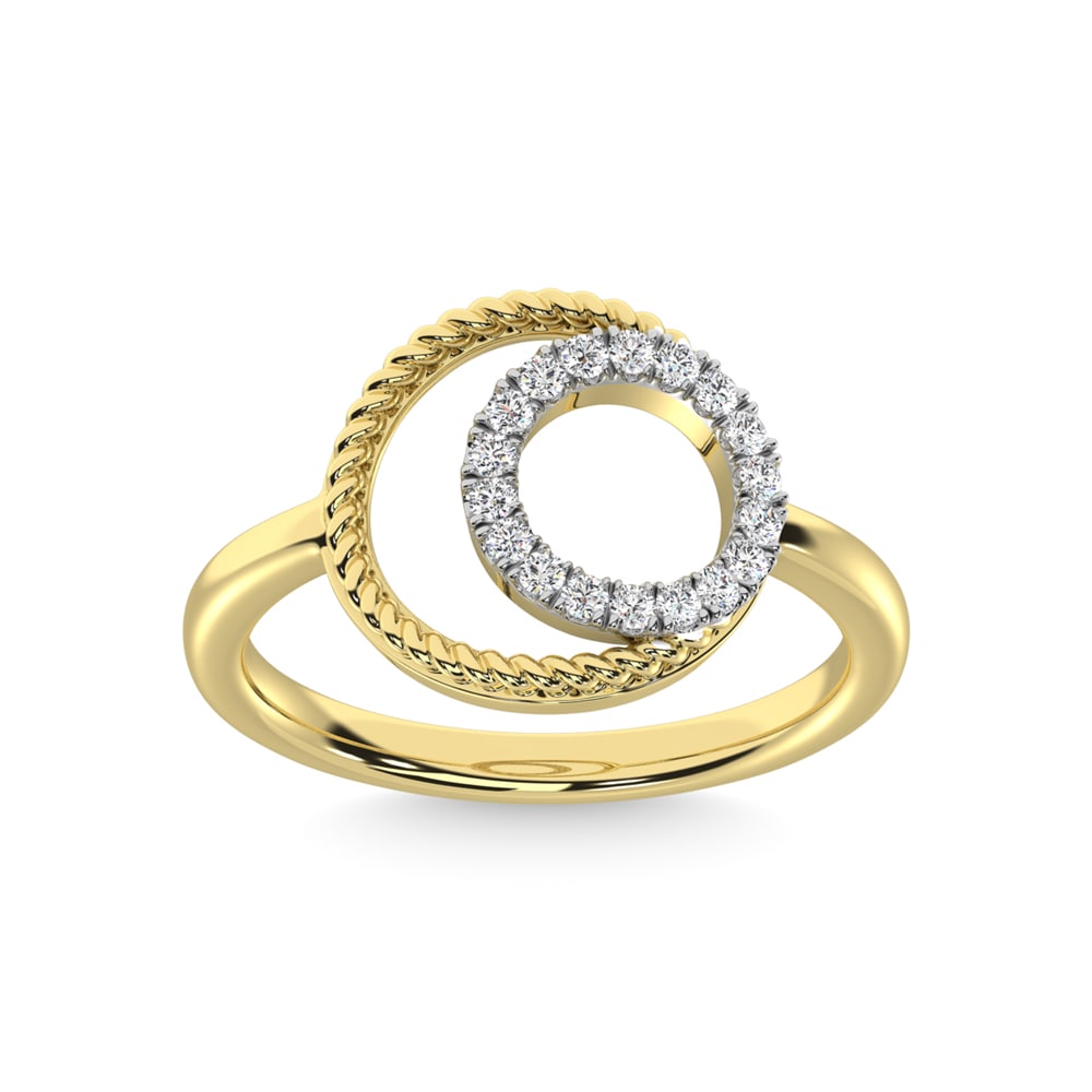 14K Yellow Gold Diamond 1/6 Ct.Tw. Fashion Ring: 14K Yellow Gold Diamond 1/6 Ct.Tw. Fashion Ring 14k Yellow Gold Stone Color: G-h Stone Clarity: I1 Each ring is presented in standard size 6.5. Complimentary resizing is available between sizes 510 (i