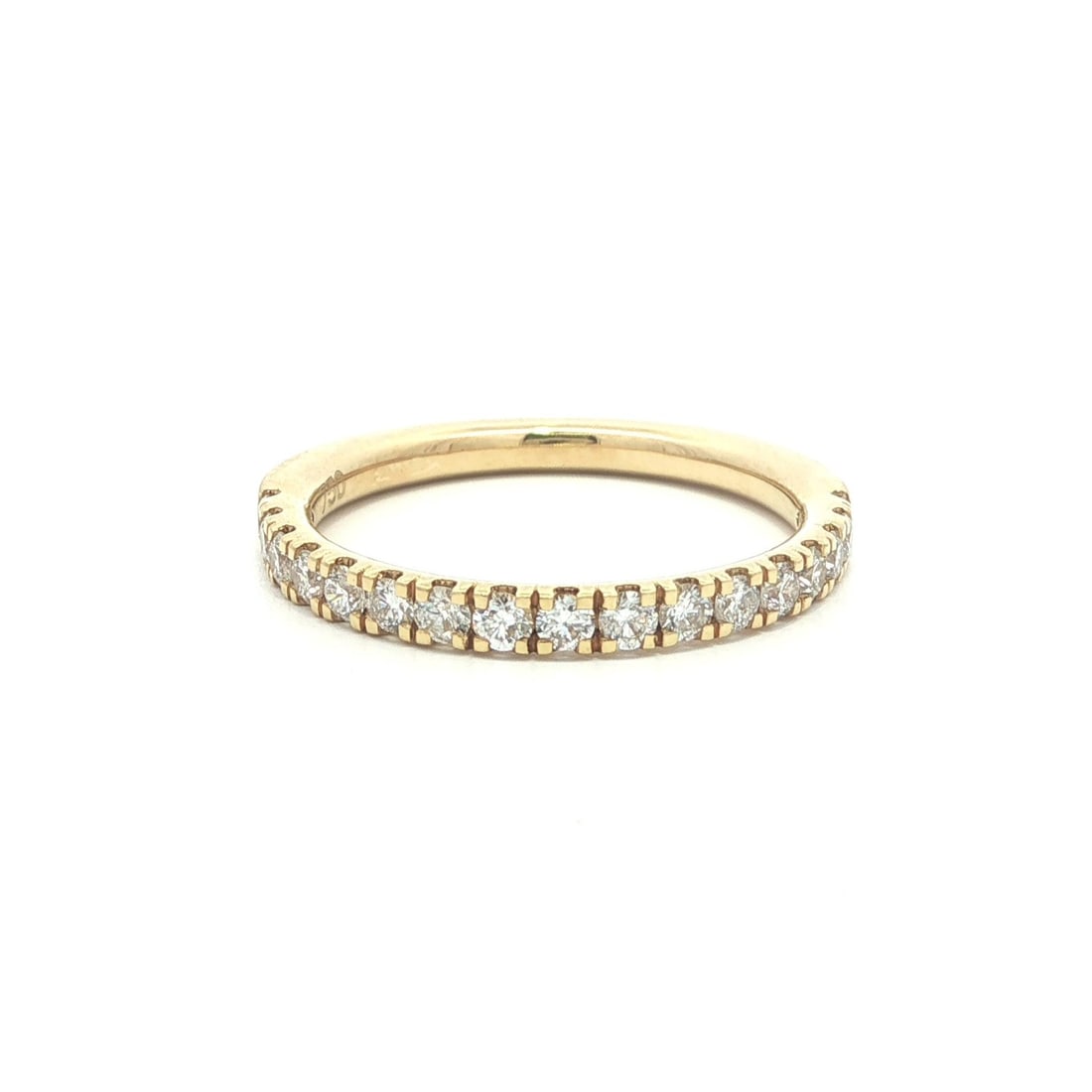 18k Yellow Gold Band with 0.34ctw Round Brilliant Diamonds: 18k Yellow Gold Band with 0.34ctw Round Brilliant Diamonds This elegant stack band ring features 0.34 carats total weight of round brilliant cut natural diamonds, prong set in solid 18k yellow gold. T