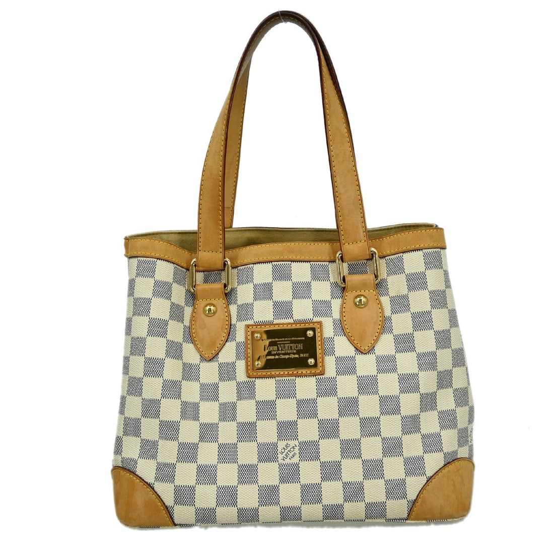 Louis Vuitton Hampstead PM Damier Azur Canvas Medium Tote Bag: Louis Vuitton Hampstead PM Damier Azur Canvas Medium Tote Bag This Louis Vuitton Hampstead PM hand tote bag is crafted in Damier Azur canvas leather and features the signature check pattern. Designed 